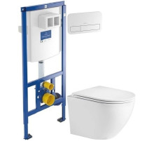 Комплект подвесной унитаз WeltWasser Merzbach 004GL-WT 10000003661 + система инсталляции Villeroy & Boch 92246100 + 92249068