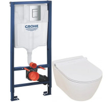 Комплект подвесной унитаз Serel Smart SM25SL + система инсталляции Grohe 38772001