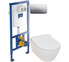 Комплект подвесной унитаз Serel Smart SM25SL + система инсталляции Villeroy & Boch 92246100 + 92249061