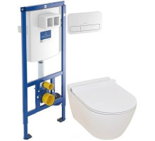 Комплект подвесной унитаз Serel Smart SM25SL + система инсталляции Villeroy & Boch 92246100 + 92249068