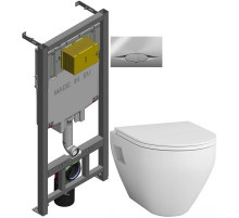 Комплект подвесной унитаз Am.Pm Spirit 2.0 C701738WH + C707857WH + система инсталляции Jacob Delafon E29025-NF + E29027-CP