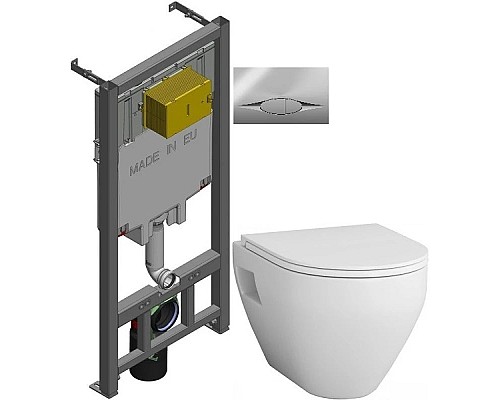 Приобрести Комплект подвесной унитаз Am.Pm Spirit 2.0 C701738WH + C707857WH + система инсталляции Jacob Delafon E29025-NF + E29027-CP в магазине сантехники Santeh-Crystal.ru