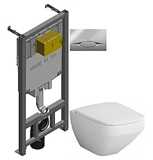 Комплект подвесной унитаз Am.Pm Inspire 2.0 C50A1700SC + система инсталляции Jacob Delafon E29025-NF + E29027-CP