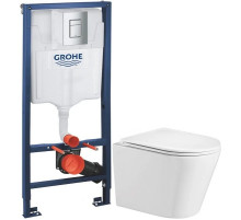 Комплект подвесной унитаз WeltWasser Salzbach 004GL-WT 10000003666 + система инсталляции Grohe 38772001