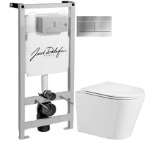 Комплект подвесной унитаз WeltWasser Salzbach 004GL-WT 10000003666 + система инсталляции Jacob Delafon E5504-NF + E4316-CP