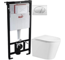 Комплект подвесной унитаз WeltWasser Salzbach 004GL-WT 10000003666 + система инсталляции  AlcaPlast AM101/11203:1RUSSETM70