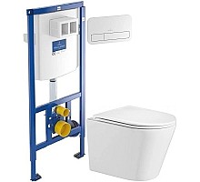 Комплект подвесной унитаз WeltWasser Salzbach 004GL-WT 10000003666 + система инсталляции Villeroy & Boch 92246100 + 92249068