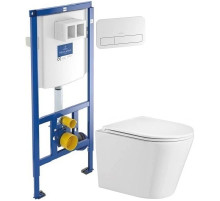 Комплект подвесной унитаз WeltWasser Salzbach 004GL-WT 10000003666 + система инсталляции Villeroy & Boch 92246100 + 92249068