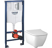 Комплект подвесной унитаз Geberit Smyle Square 500.683.01.1 + система инсталляции Grohe 38772001