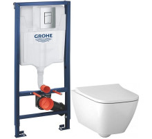 Комплект подвесной унитаз Geberit Smyle Square 500.683.01.1 + система инсталляции Grohe 38772001
