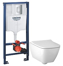 Комплект подвесной унитаз Geberit Smyle Square 500.683.01.1 + система инсталляции Grohe 38772001