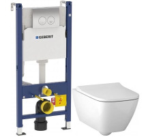 Комплект подвесной унитаз Geberit Smyle Square 500.683.01.1 + система инсталляции Geberit 458.124.21.1