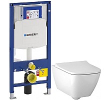 Комплект подвесной унитаз Geberit Smyle Square 500.683.01.1 + система инсталляции Geberit 111.300.00.5