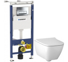 Комплект подвесной унитаз Geberit Smyle Square 500.683.01.1 + система инсталляции Geberit 458.125.21.1