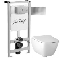 Комплект подвесной унитаз Geberit Smyle Square 500.683.01.1 + система инсталляции Jacob Delafon E5504-NF + E4316-CP