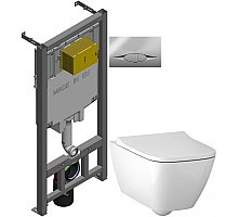 Комплект подвесной унитаз Geberit Smyle Square 500.683.01.1 + система инсталляции Jacob Delafon E29025-NF + E29027-CP