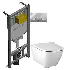 Комплект подвесной унитаз Geberit Smyle Square 500.683.01.1 + система инсталляции Jacob Delafon E29025-NF + E29027-CP