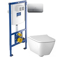 Комплект подвесной унитаз Geberit Smyle Square 500.683.01.1 + система инсталляции Villeroy & Boch 92246100 + 92249061