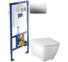 Комплект подвесной унитаз Geberit Smyle Square 500.683.01.1 + система инсталляции Villeroy & Boch 92246100 + 92249061