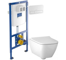 Комплект подвесной унитаз Geberit Smyle Square 500.683.01.1 + система инсталляции Villeroy & Boch 92246100 + 92249068