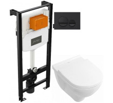 Комплект подвесной унитаз Villeroy & Boch O.Novo 56601001 + 9M38S101 + система инсталляции Jacob Delafon E24156-NF + E20859-7-BMT