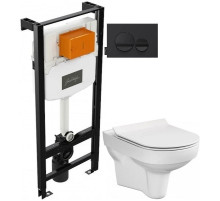 Комплект подвесной унитаз Cersanit City MZ-CITY-COn-S-DL + система инсталляции Jacob Delafon E24156-NF + E20859-7-BMT