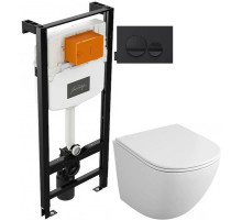 Комплект подвесной унитаз OWL 1975 Vind OWLT190302 + система инсталляции Jacob Delafon E24156-NF + E20859-7-BMT