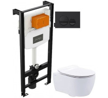 Комплект подвесной унитаз SSWW NC2038 + система инсталляции Jacob Delafon E24156-NF + E20859-7-BMT