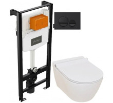 Комплект подвесной унитаз Serel Smart SM25SL + система инсталляции Jacob Delafon E24156-NF + E20859-7-BMT