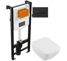 Комплект подвесной унитаз Villeroy & Boch Venticello 4611RSR1 + система инсталляции Jacob Delafon E24156-NF + E20859-7-BMT