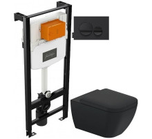 Комплект подвесной унитаз Duravit Happy D.2 2222098900 + 0064591300 + система инсталляции Jacob Delafon E24156-NF + E20859-7-BMT