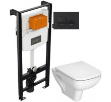 Комплект подвесной унитаз Vitra S20 5507B003-0101 + 77-003-009 + система инсталляции Jacob Delafon E24156-NF + E20859-7-BMT