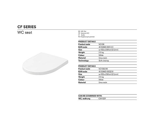 Приобрести Комплект подвесной унитаз Toto CF CW132Y#NW1 + VC130 + система инсталляции Geberit 111.362.00.5 + 115.770.DW.5 в магазине сантехники Santeh-Crystal.ru