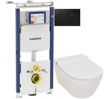 Комплект подвесной унитаз Serel Smart SM25SL + система инсталляции Geberit 111.362.00.5 + 115.770.DW.5