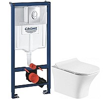 Комплект подвесной унитаз Orange C02-100W + система инсталляции Grohe 38721001