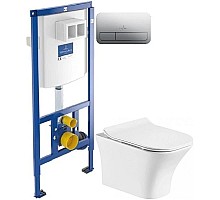 Комплект подвесной унитаз Orange C02-100W + система инсталляции Villeroy & Boch 92246100 + 92249061