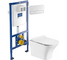 Комплект подвесной унитаз Orange C02-100W + система инсталляции Villeroy & Boch 92246100 + 92249068