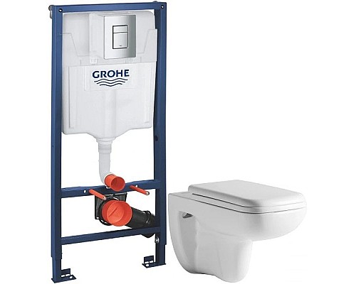 Приобрести Комплект подвесной унитаз Orange C03-100W + система инсталляции Grohe 38772001 в магазине сантехники Santeh-Crystal.ru