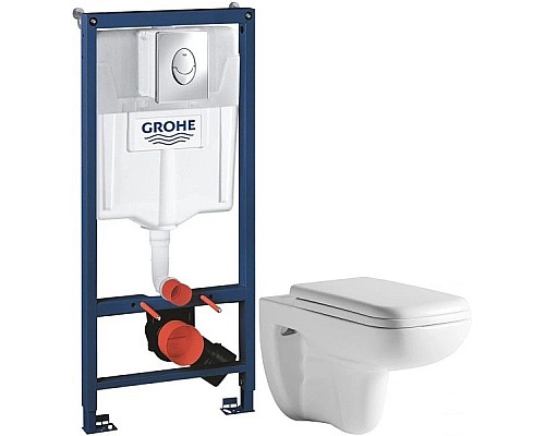 Приобрести Комплект подвесной унитаз Orange C03-100W + система инсталляции Grohe 38721001 в магазине сантехники Santeh-Crystal.ru