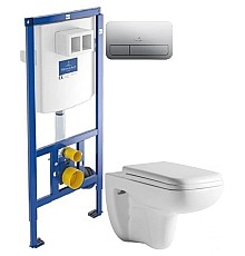 Комплект подвесной унитаз Orange C03-100W + система инсталляции Villeroy & Boch 92246100 + 92249061