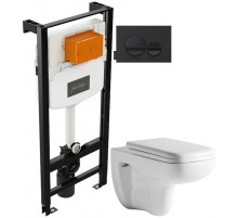 Комплект подвесной унитаз Orange C03-100W + система инсталляции Jacob Delafon E24156-NF + E20859-7-BMT