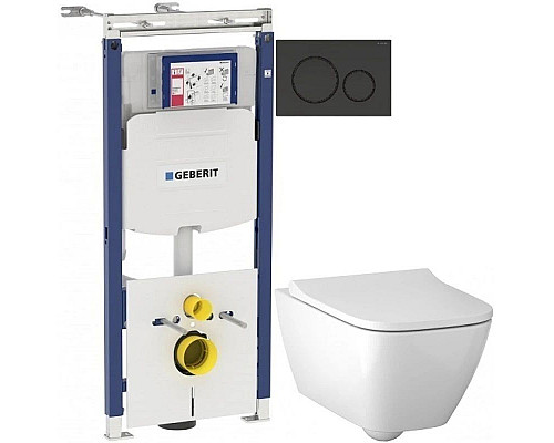 Заказать Комплект подвесной унитаз Geberit Smyle Square 500.683.01.1 + система инсталляции Geberit 111.362.00.5 + 115.882.DW.1 в магазине сантехники Santeh-Crystal.ru