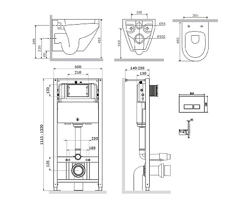 Заказать Комплект подвесной унитаз + система инсталляции Am.Pm Spirit 2.0 Pro S IS47051.701700 в магазине сантехники Santeh-Crystal.ru