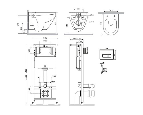 Купить Комплект подвесной унитаз + система инсталляции Am.Pm Spirit 2.0 Pro M IS48051.701738 в магазине сантехники Santeh-Crystal.ru