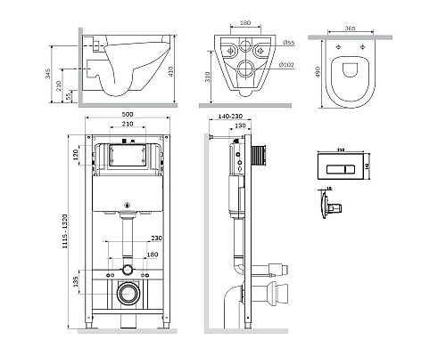 Купить Комплект подвесной унитаз + система инсталляции Am.Pm Spirit 2.0 Pro M IS48001.701738 в магазине сантехники Santeh-Crystal.ru