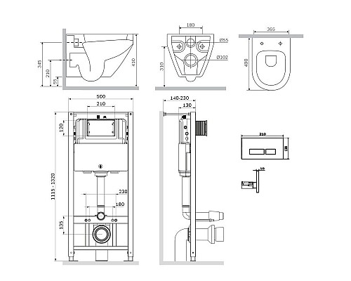 Заказать Комплект подвесной унитаз + система инсталляции Am.Pm Spirit 2.0 Pro S IS47051.701738 в магазине сантехники Santeh-Crystal.ru