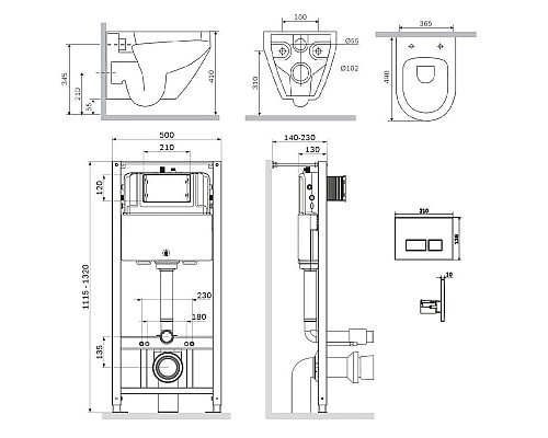 Заказать Комплект подвесной унитаз + система инсталляции Am.Pm Spirit 2.0 Pro S IS47001.701738 в магазине сантехники Santeh-Crystal.ru