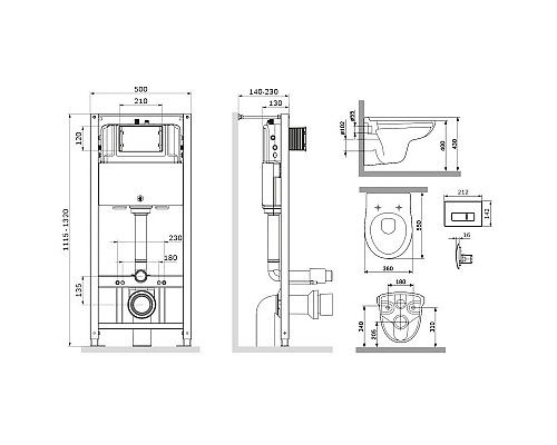 Купить Комплект подвесной унитаз + система инсталляции Am.Pm Sense Pro M IS48001.741700 в магазине сантехники Santeh-Crystal.ru