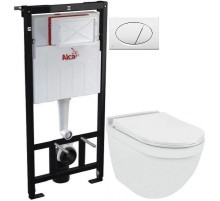 Комплект подвесной унитаз Jaquar Solo SLS-WHT-6953BIUFSM + система инсталляции AlcaPlast AM101/11203:1RUSSETM70
