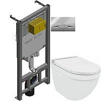 Комплект подвесной унитаз Jaquar Solo SLS-WHT-6953BIUFSM + система инсталляции Jacob Delafon E29025-NF + E29027-CP